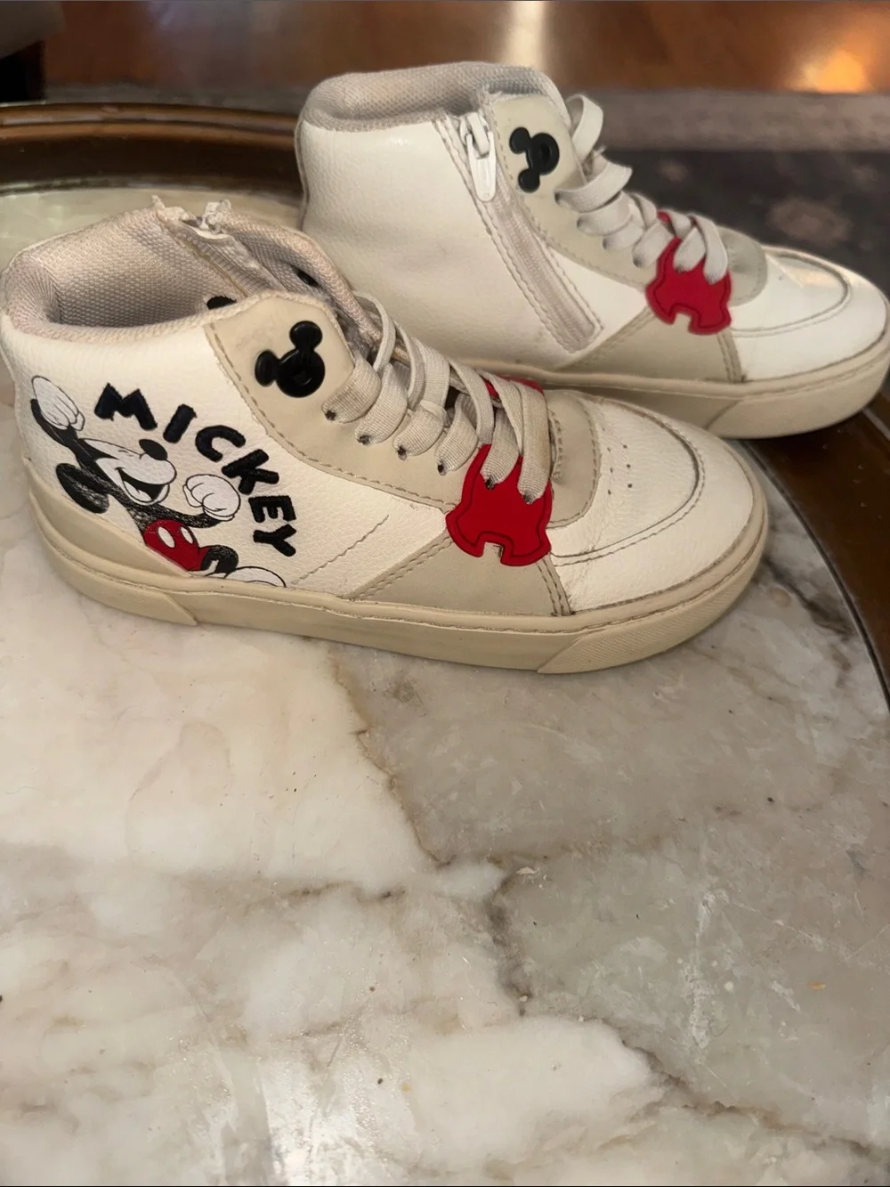 Disney White and Red Mickey High-Top Kids Sneakers